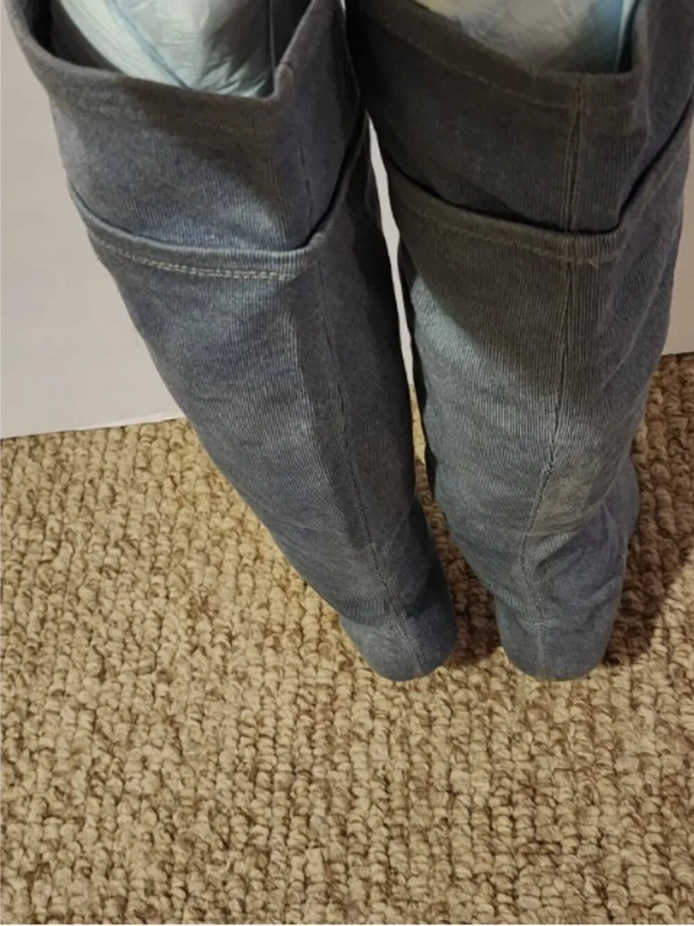 Valerie Stevens Light Blue Denim Over-the-Knee Pointed Toe Slip-On Boots 7